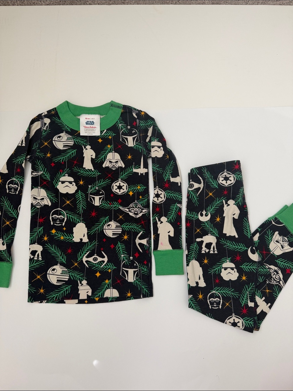 Hanna Andersson Black, Green & Cream Star Wars Christmas Kids Pajama Set